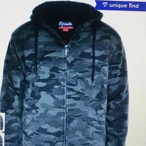NEW GreenCamo Sherpa-Lined FullZip Hoodie  MED Men